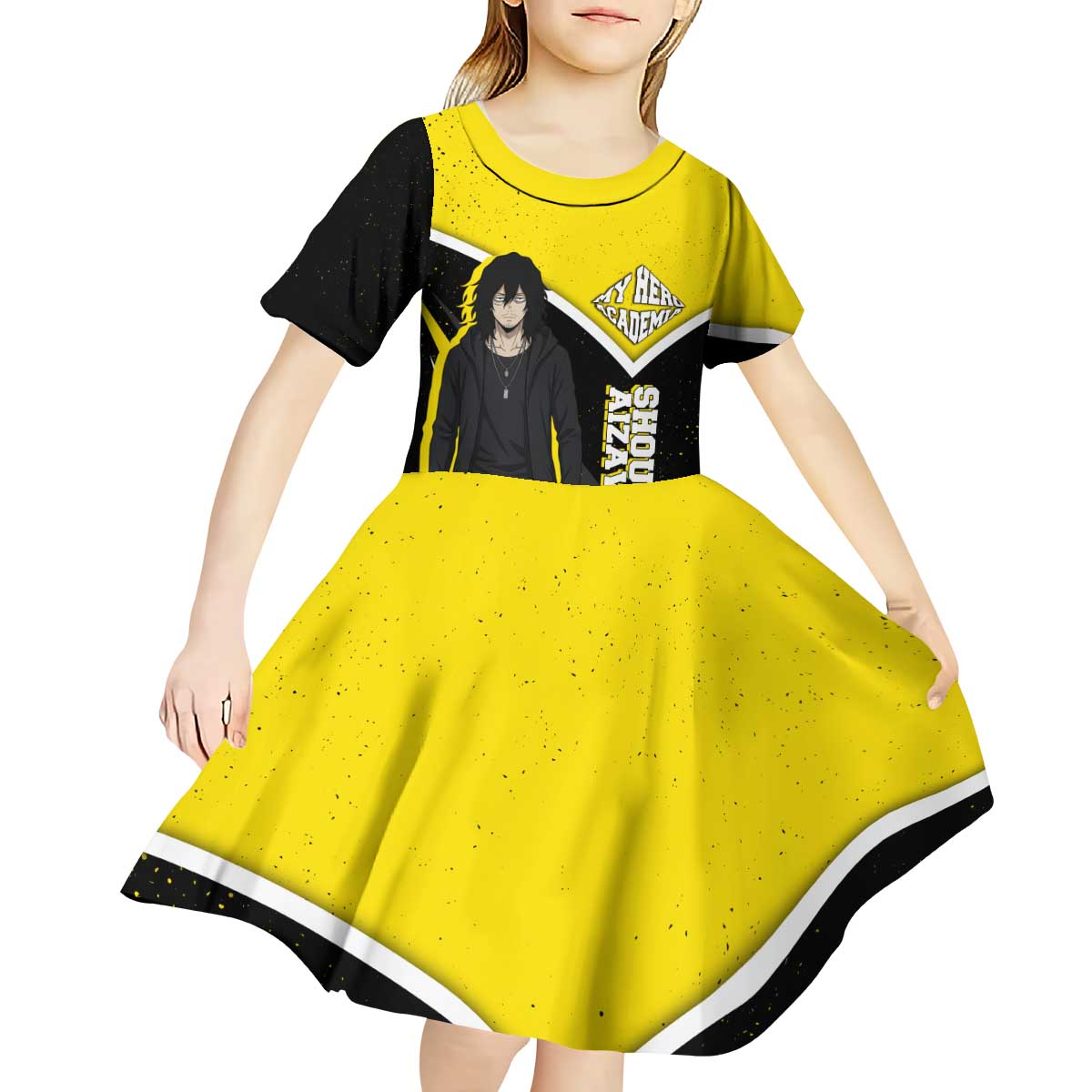 Shouta Aizawa My Hero Academia Kid Short Sleeve Dress Anime Grunge Splatter Graphic Style