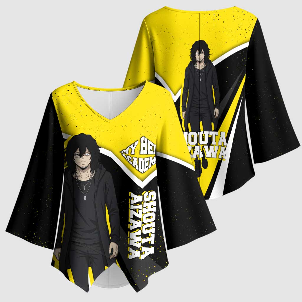 Shouta Aizawa My Hero Academia Kimono Sleeve Blouse Anime Grunge Splatter Graphic Style