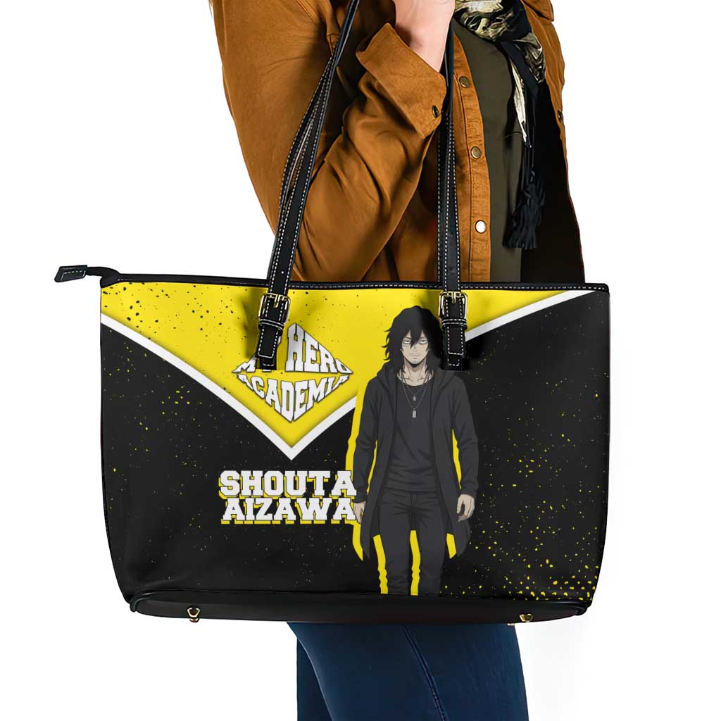 Shouta Aizawa My Hero Academia Leather Tote Bag Anime Grunge Splatter Graphic Style