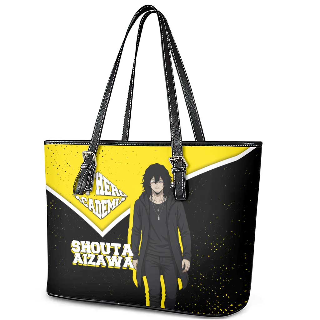 Shouta Aizawa My Hero Academia Leather Tote Bag Anime Grunge Splatter Graphic Style
