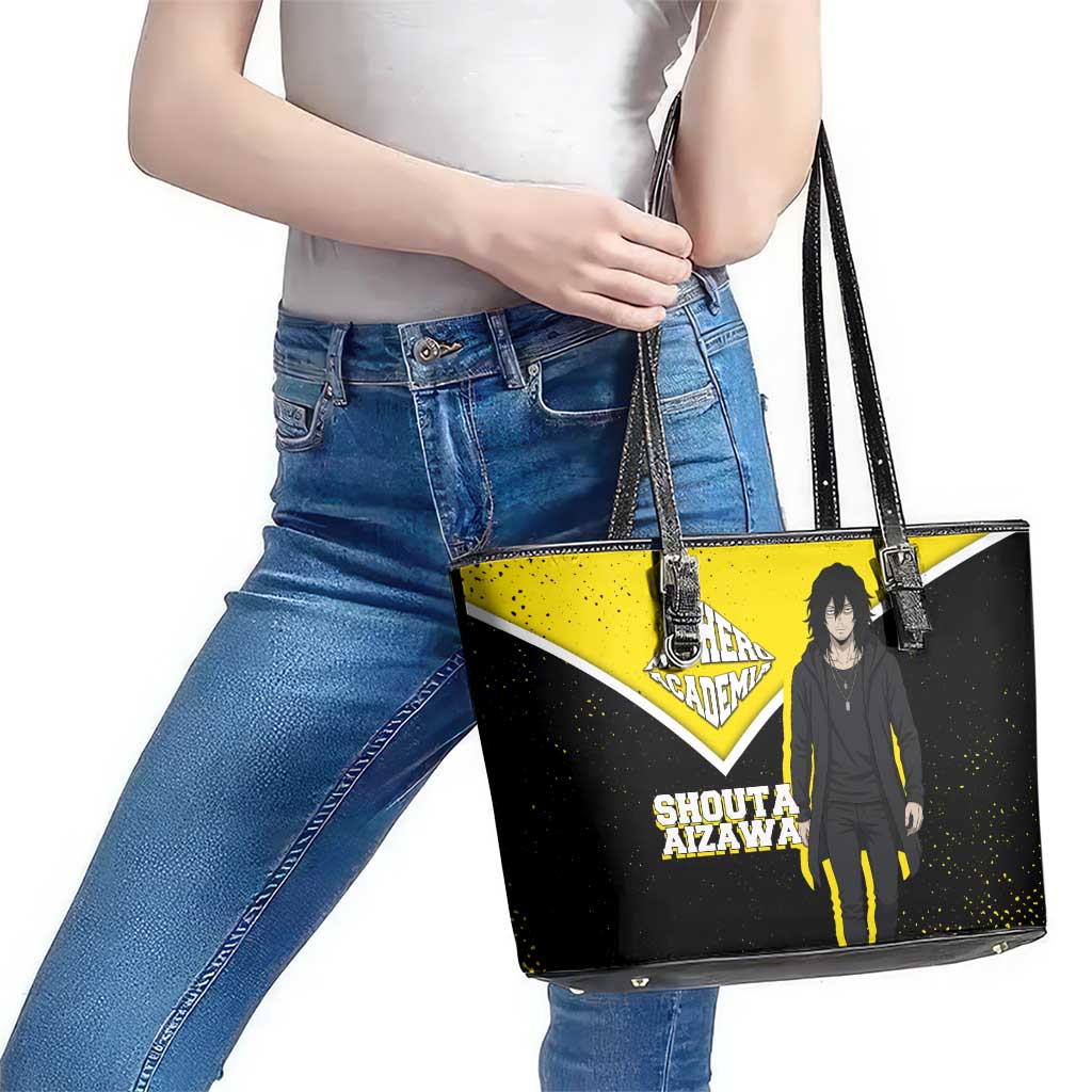 Shouta Aizawa My Hero Academia Leather Tote Bag Anime Grunge Splatter Graphic Style