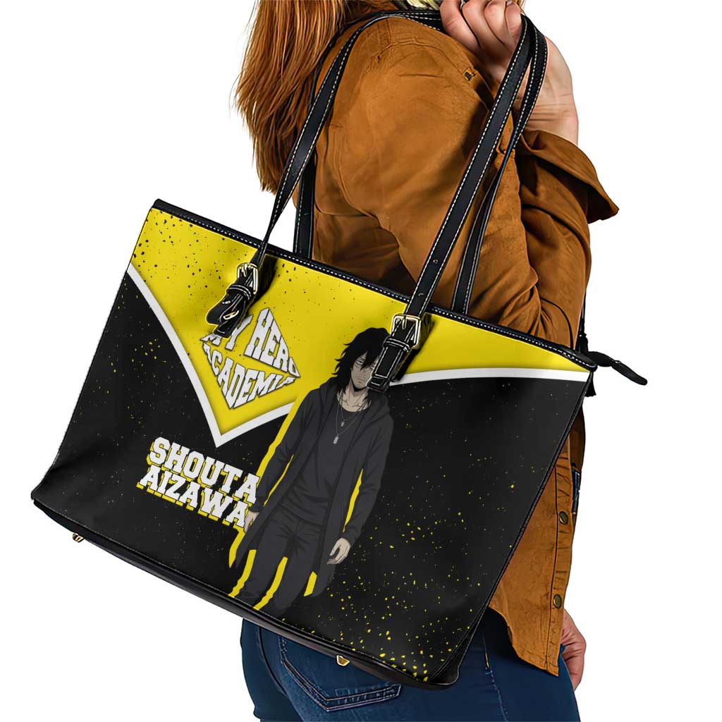 Shouta Aizawa My Hero Academia Leather Tote Bag Anime Grunge Splatter Graphic Style