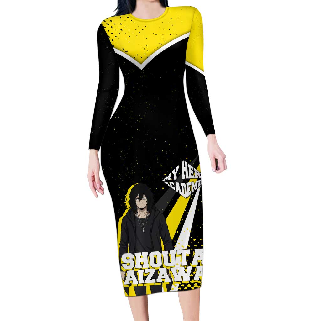 Shouta Aizawa My Hero Academia Long Sleeve Bodycon Dress Anime Grunge Splatter Graphic Style