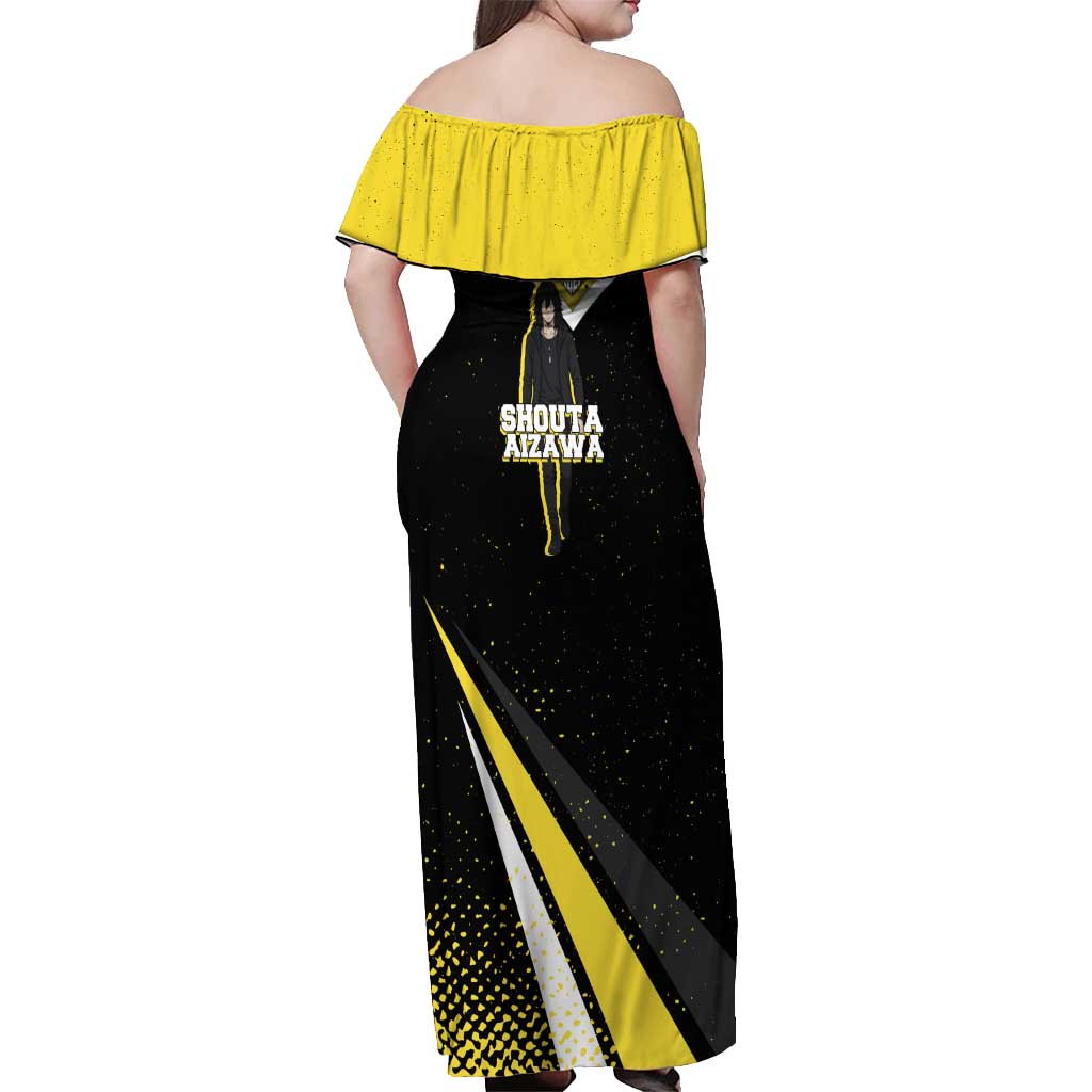 Shouta Aizawa My Hero Academia Off Shoulder Maxi Dress Anime Grunge Splatter Graphic Style