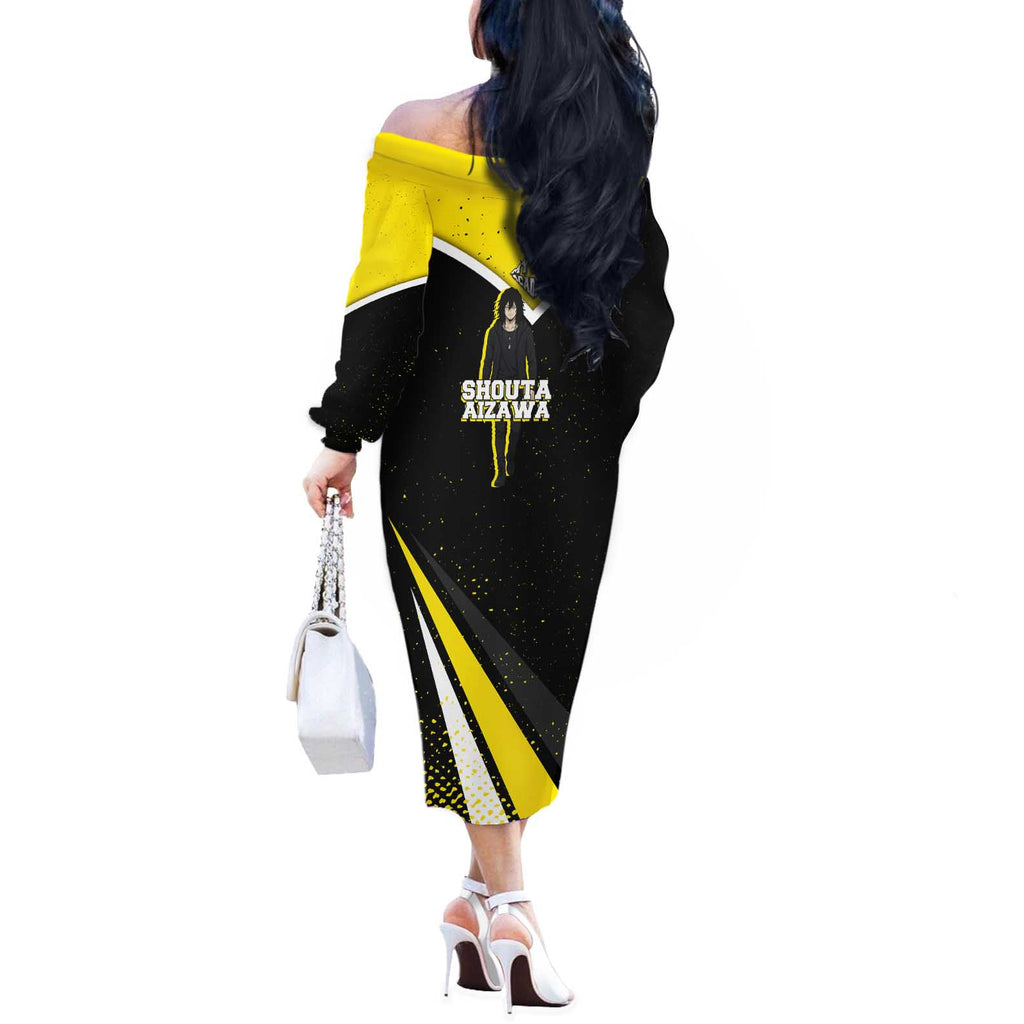 Shouta Aizawa My Hero Academia Off The Shoulder Long Sleeve Dress Anime Grunge Splatter Graphic Style