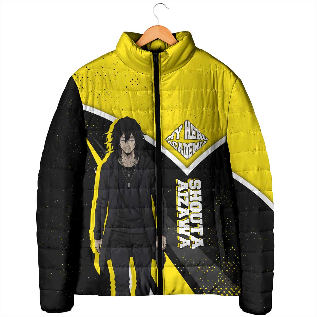 Shouta Aizawa My Hero Academia Padded Jacket Anime Grunge Splatter Graphic Style