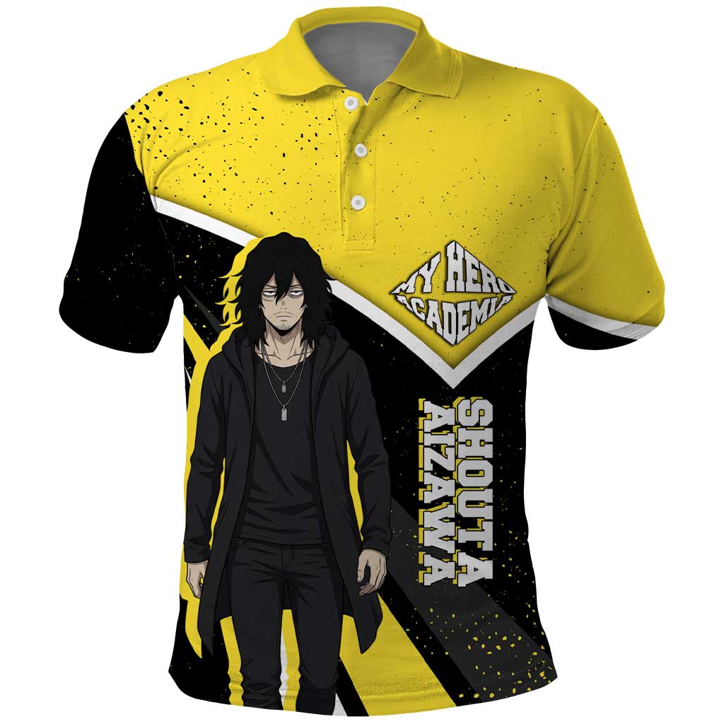 Shouta Aizawa My Hero Academia Polo Shirt Anime Grunge Splatter Graphic Style