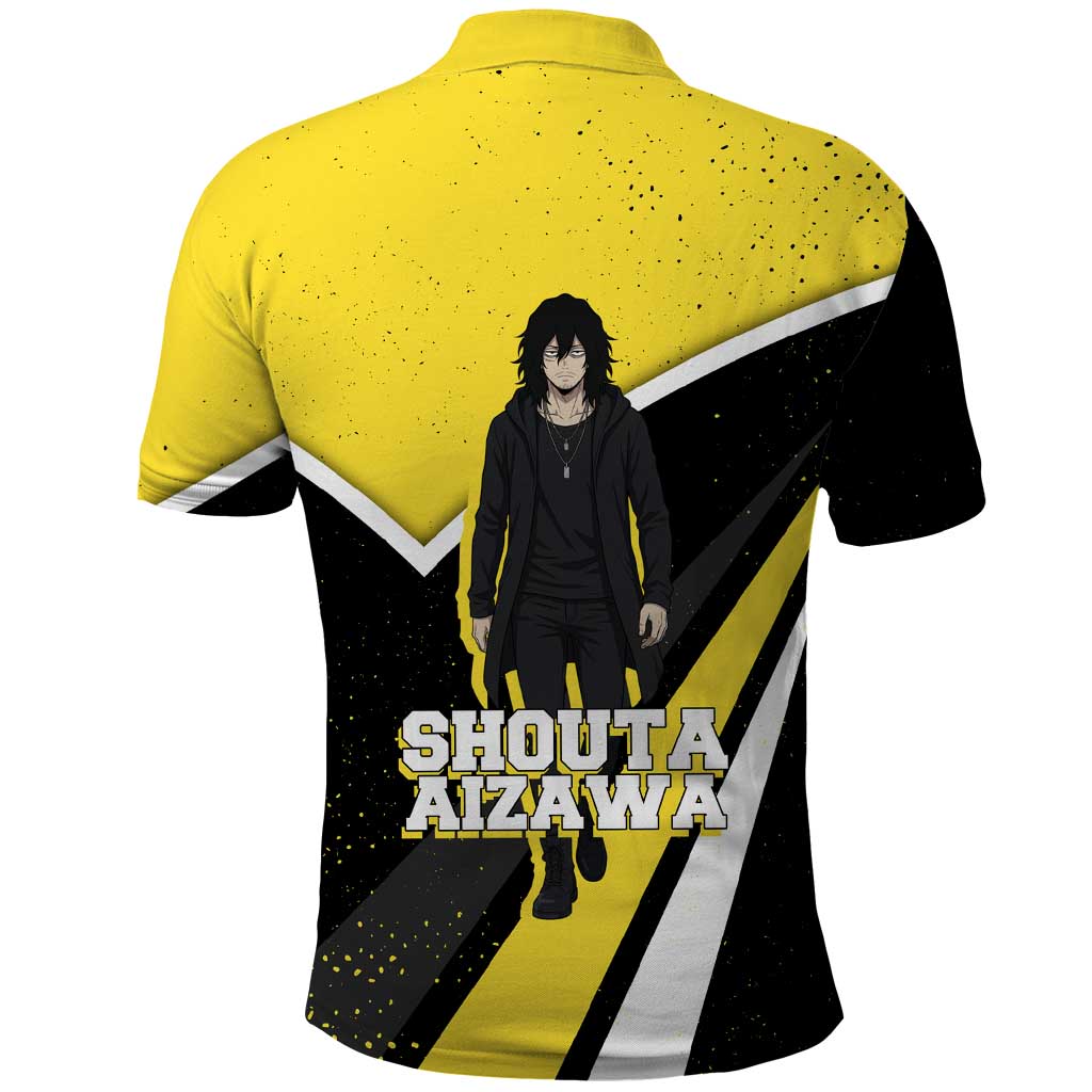 Shouta Aizawa My Hero Academia Polo Shirt Anime Grunge Splatter Graphic Style