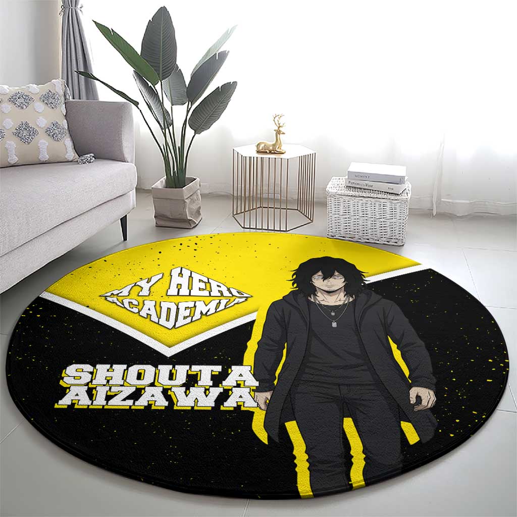 Shouta Aizawa My Hero Academia Round Carpet Anime Grunge Splatter Graphic Style
