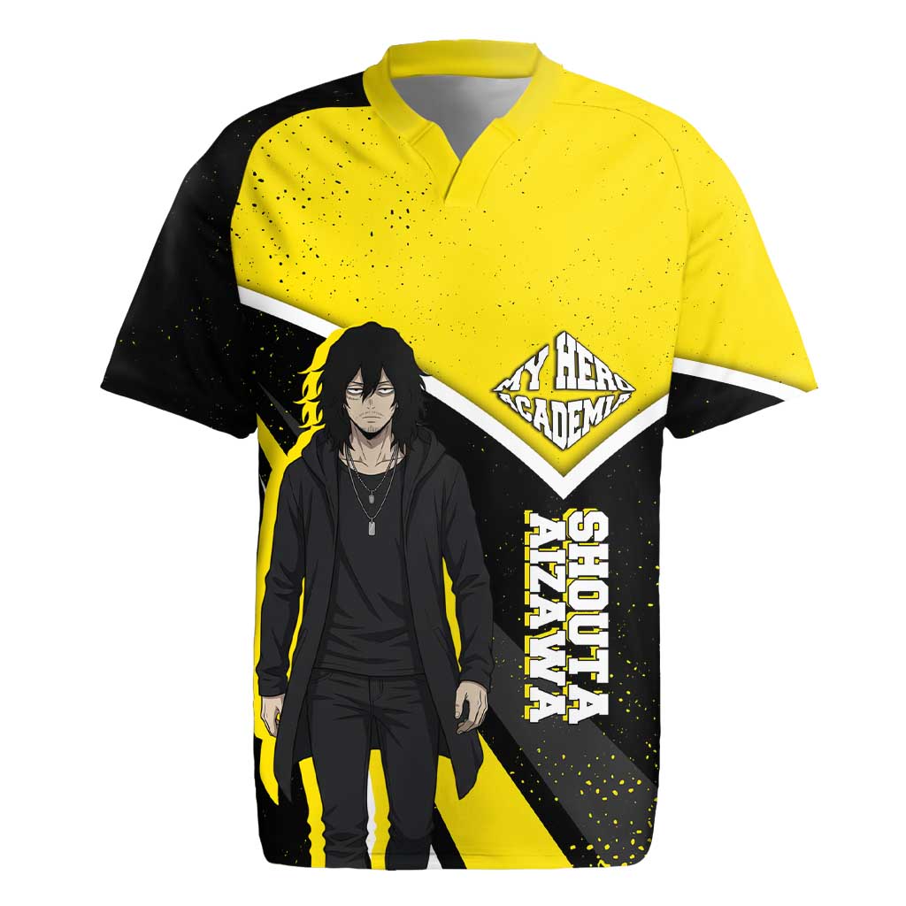 Shouta Aizawa My Hero Academia Rugby Jersey Anime Grunge Splatter Graphic Style