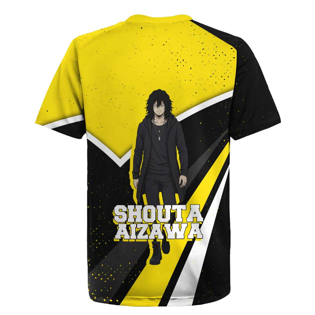 Shouta Aizawa My Hero Academia Rugby Jersey Anime Grunge Splatter Graphic Style
