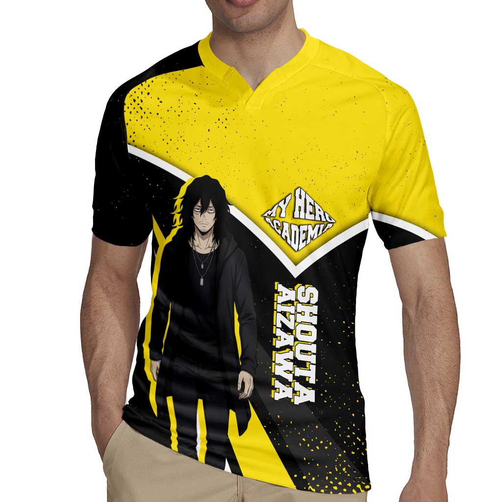 Shouta Aizawa My Hero Academia Rugby Jersey Anime Grunge Splatter Graphic Style
