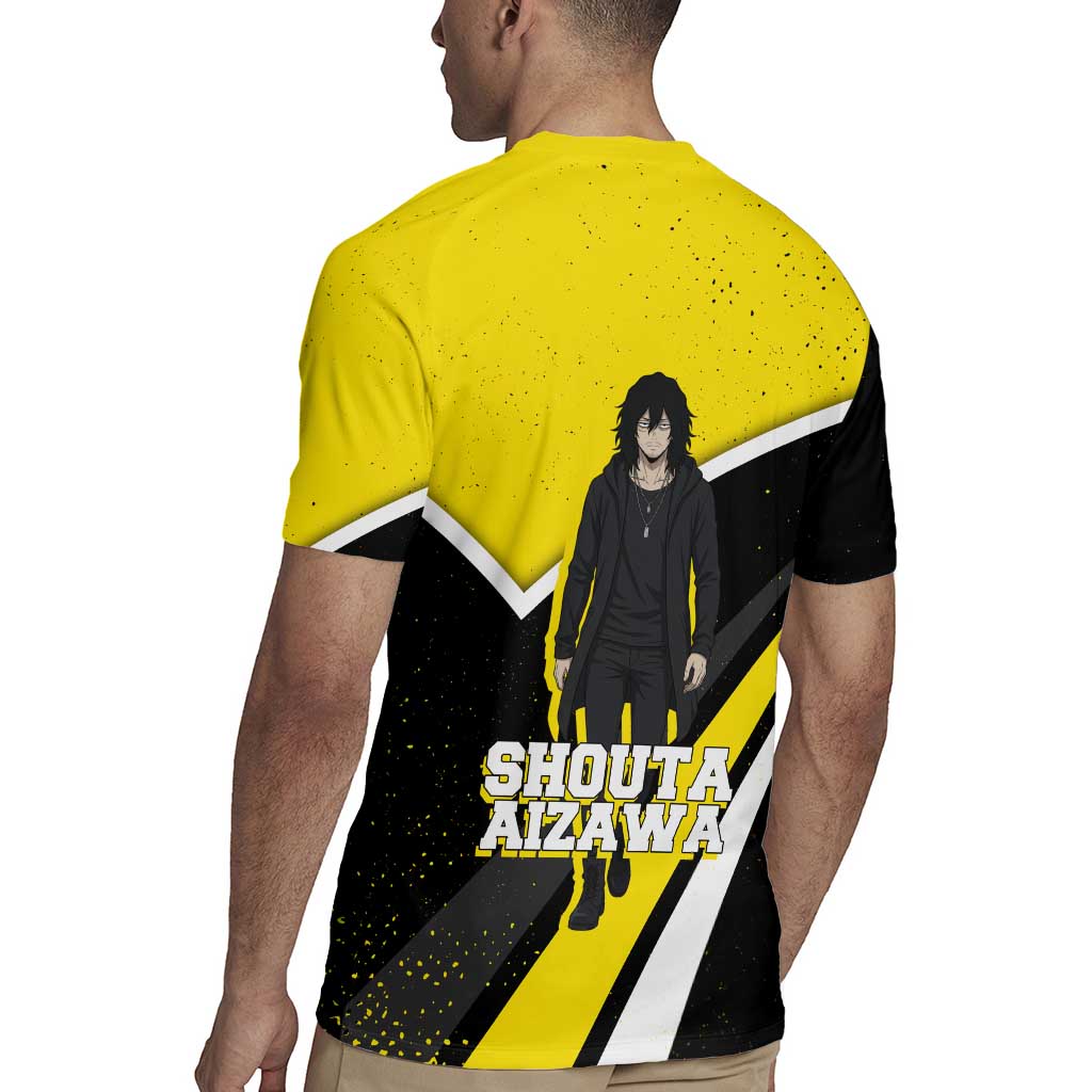 Shouta Aizawa My Hero Academia Rugby Jersey Anime Grunge Splatter Graphic Style