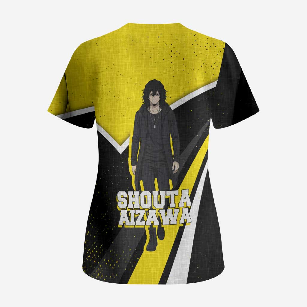 Shouta Aizawa My Hero Academia Scrub Top Anime Grunge Splatter Graphic Style
