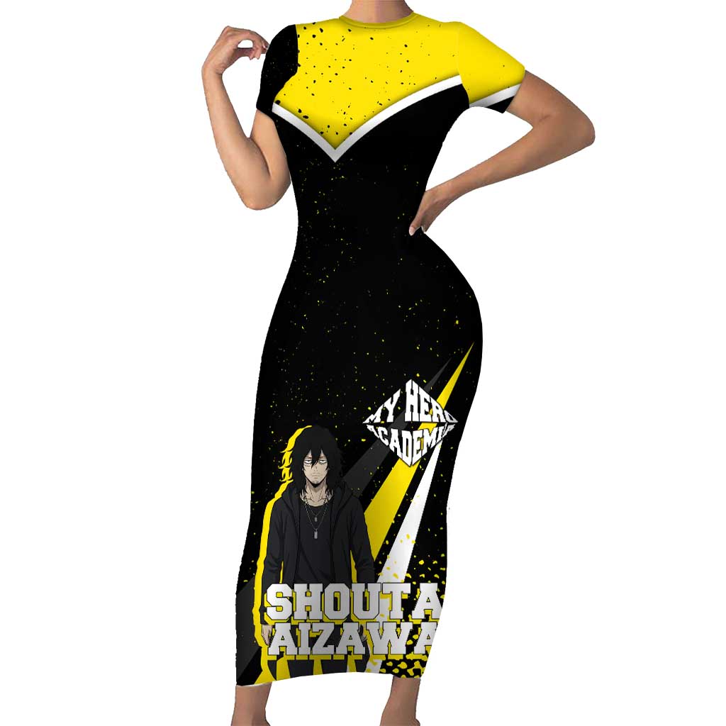 Shouta Aizawa My Hero Academia Short Sleeve Bodycon Dress Anime Grunge Splatter Graphic Style