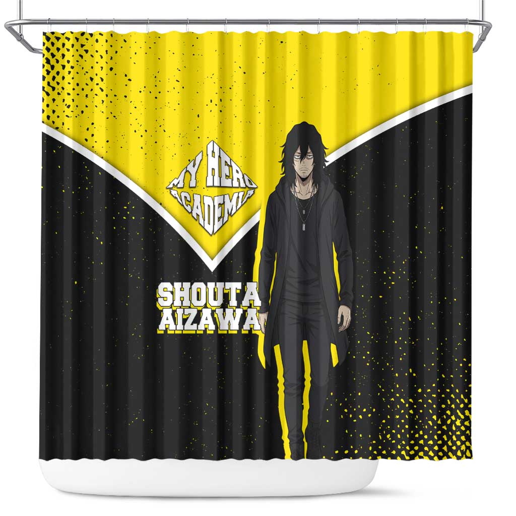 Shouta Aizawa My Hero Academia Shower Curtain Anime Grunge Splatter Graphic Style
