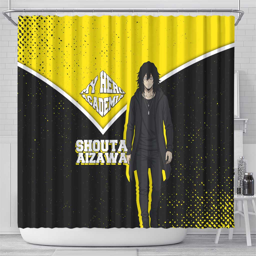 Shouta Aizawa My Hero Academia Shower Curtain Anime Grunge Splatter Graphic Style