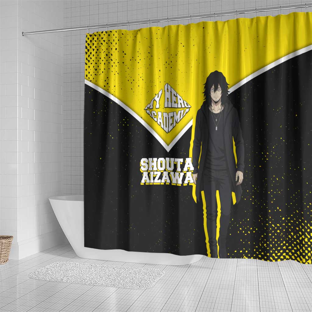 Shouta Aizawa My Hero Academia Shower Curtain Anime Grunge Splatter Graphic Style