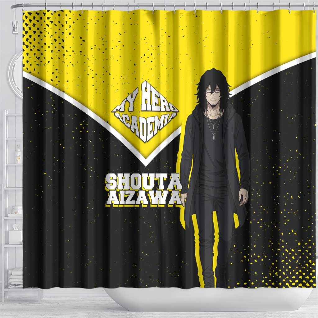 Shouta Aizawa My Hero Academia Shower Curtain Anime Grunge Splatter Graphic Style