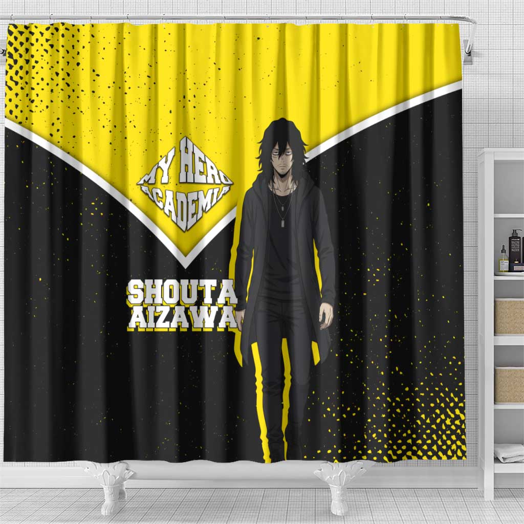 Shouta Aizawa My Hero Academia Shower Curtain Anime Grunge Splatter Graphic Style