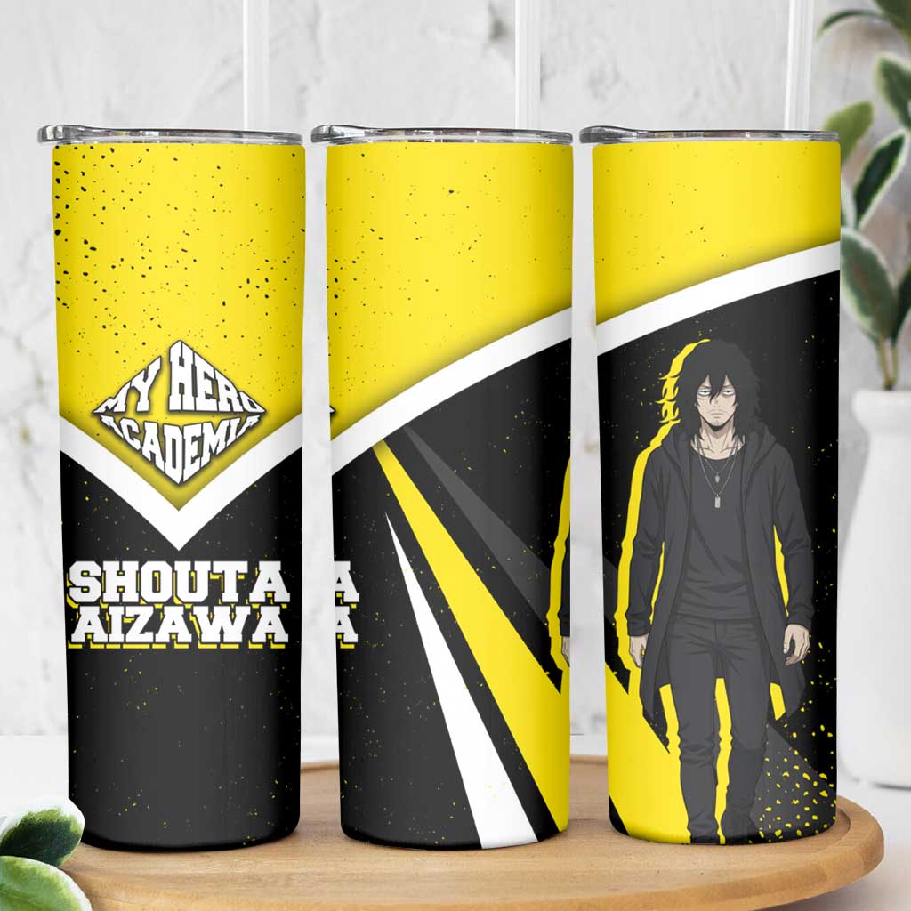 Shouta Aizawa My Hero Academia Skinny Tumbler Anime Grunge Splatter Graphic Style