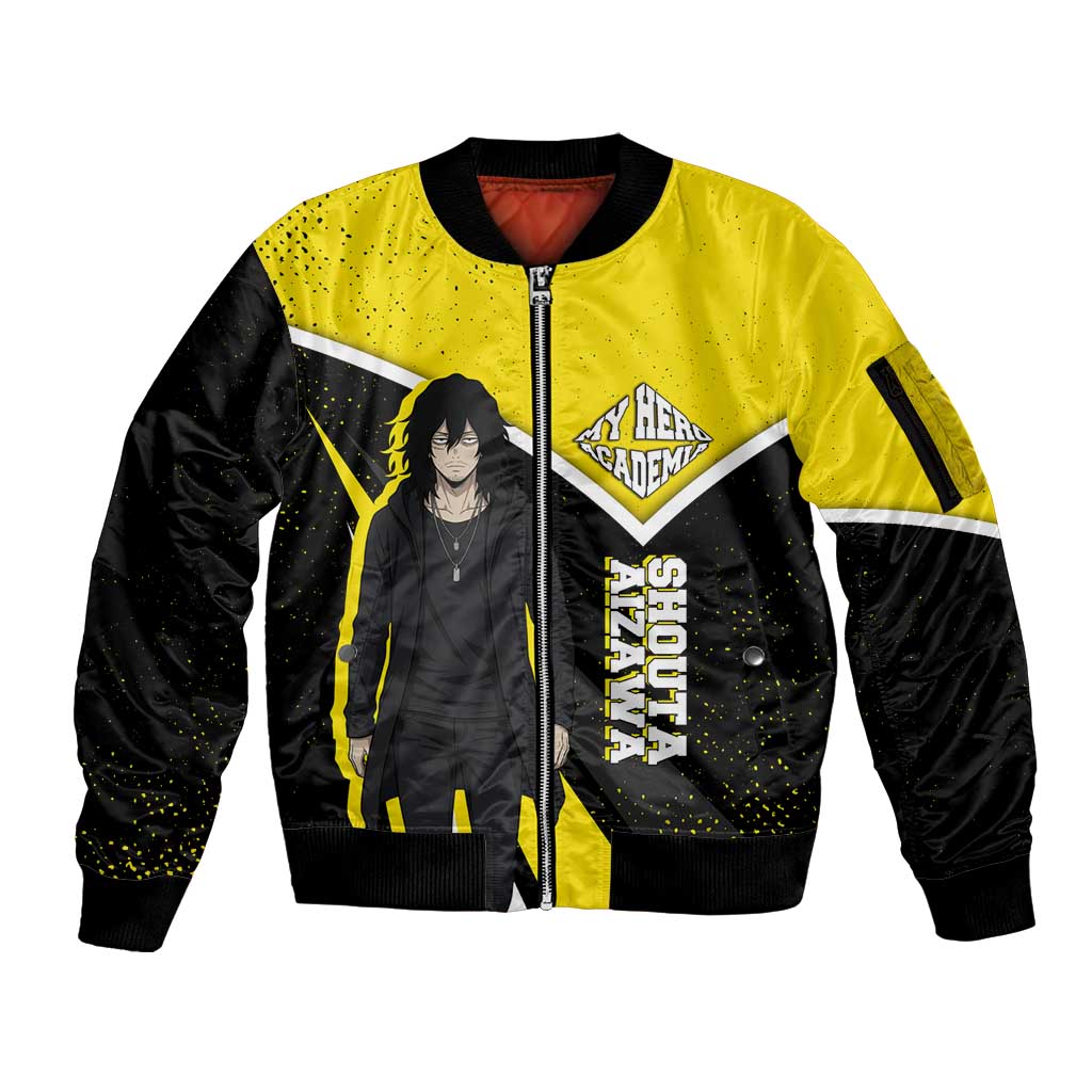 Shouta Aizawa My Hero Academia Sleeve Zip Bomber Jacket Anime Grunge Splatter Graphic Style