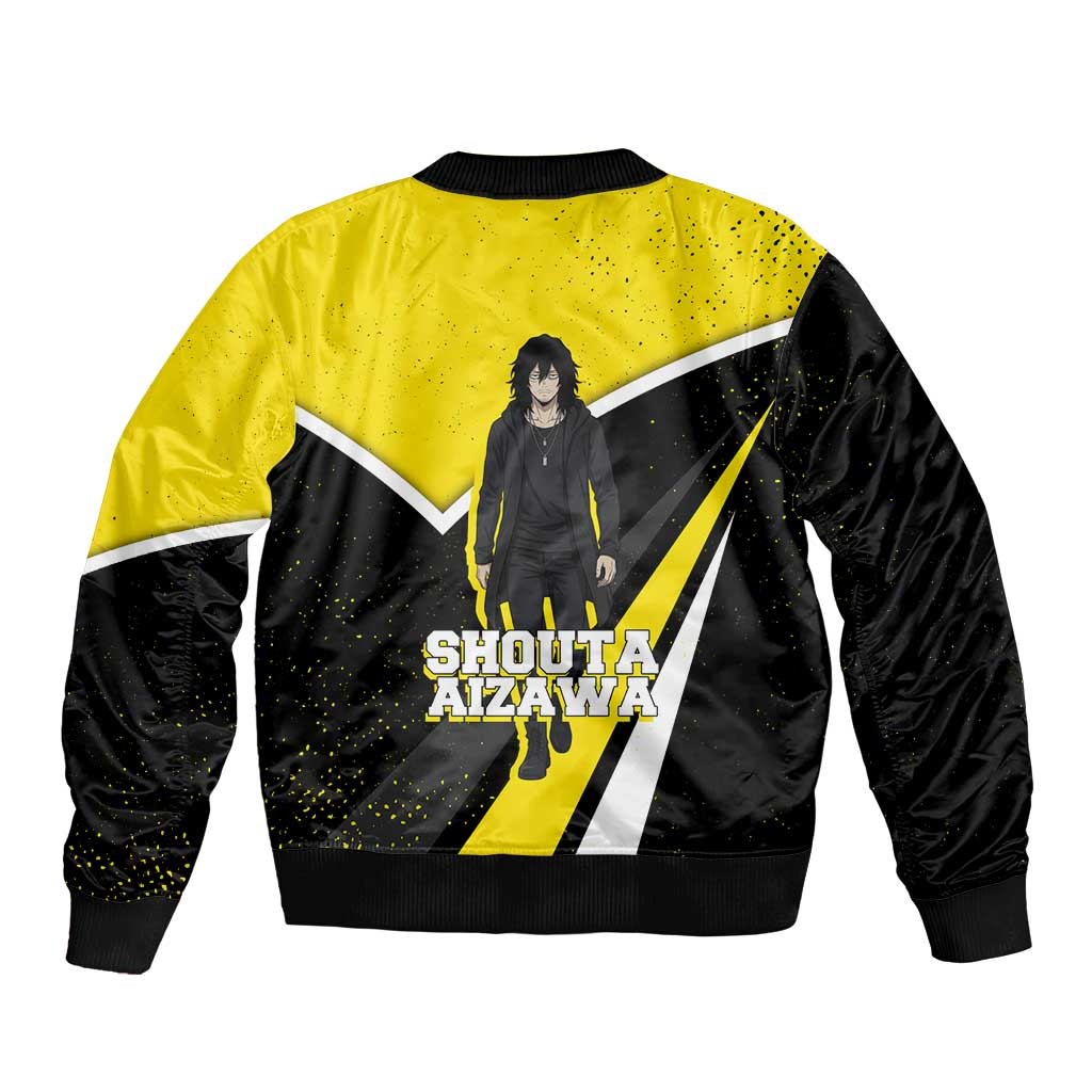 Shouta Aizawa My Hero Academia Sleeve Zip Bomber Jacket Anime Grunge Splatter Graphic Style