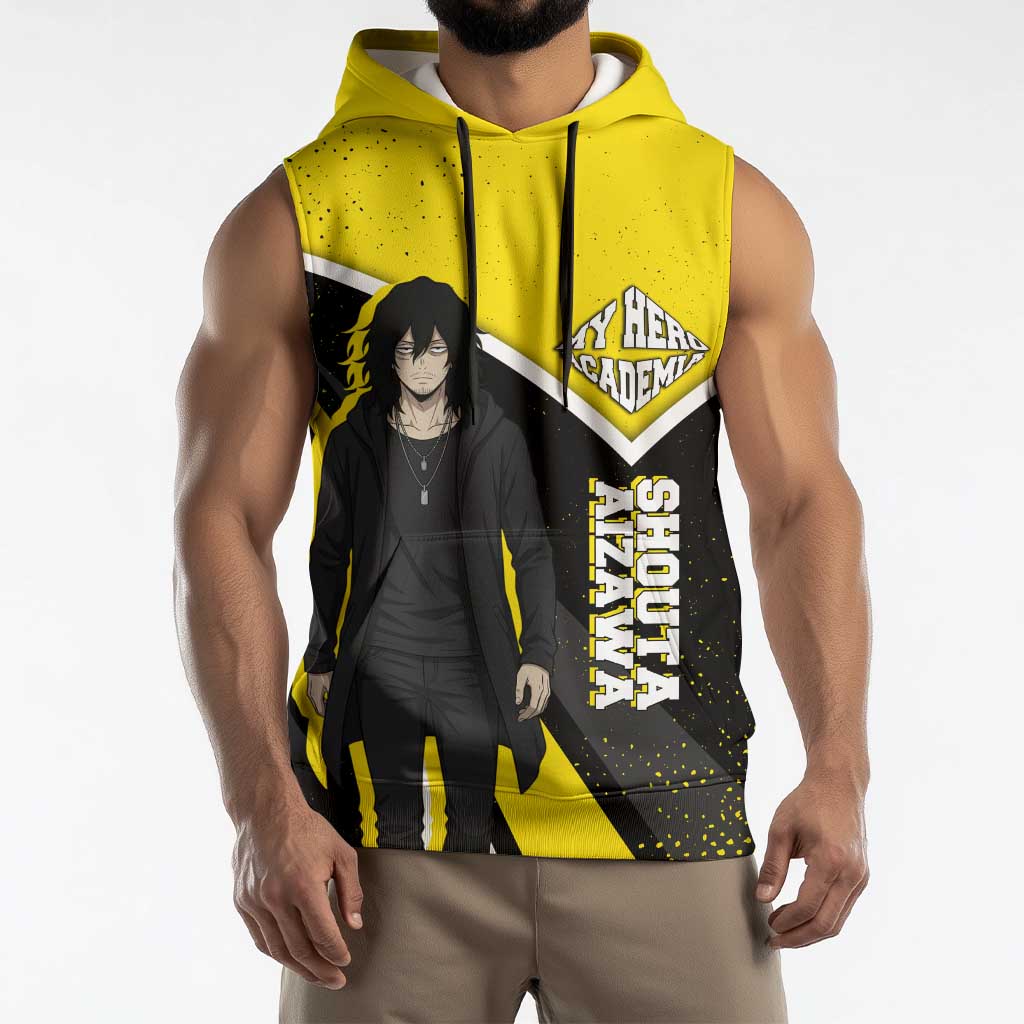 Shouta Aizawa My Hero Academia Sleeveless Hoodie Anime Grunge Splatter Graphic Style