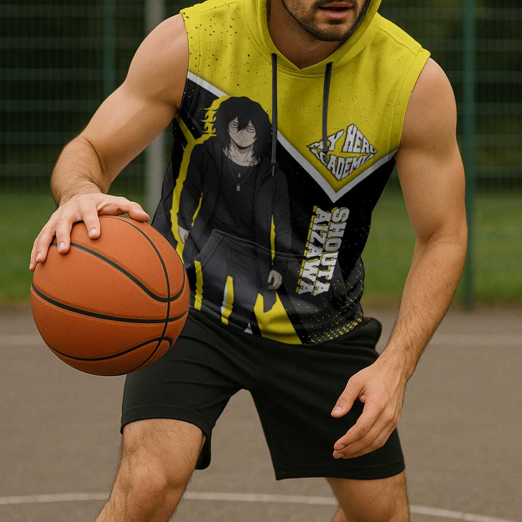 Shouta Aizawa My Hero Academia Sleeveless Hoodie Anime Grunge Splatter Graphic Style