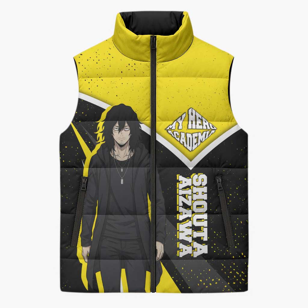 Shouta Aizawa My Hero Academia Sleeveless Puffer Jacket Anime Grunge Splatter Graphic Style