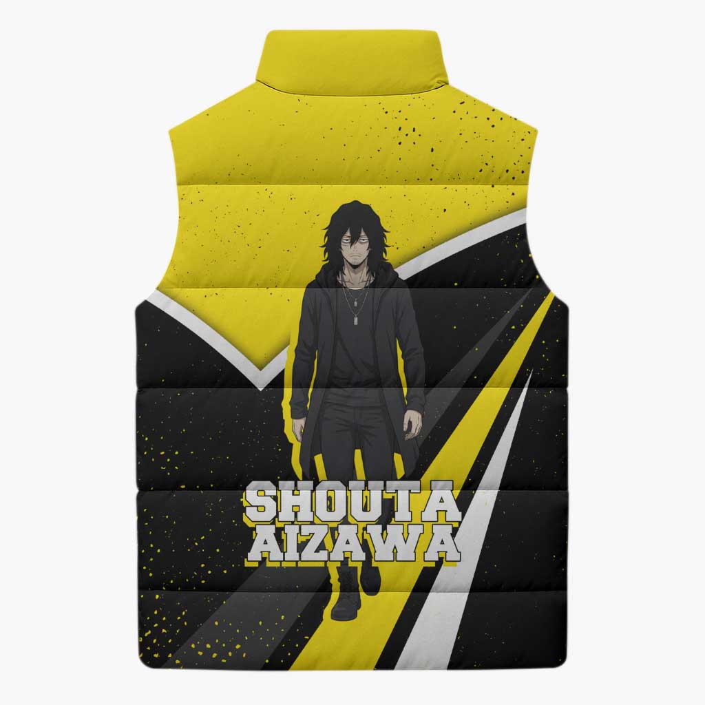 Shouta Aizawa My Hero Academia Sleeveless Puffer Jacket Anime Grunge Splatter Graphic Style