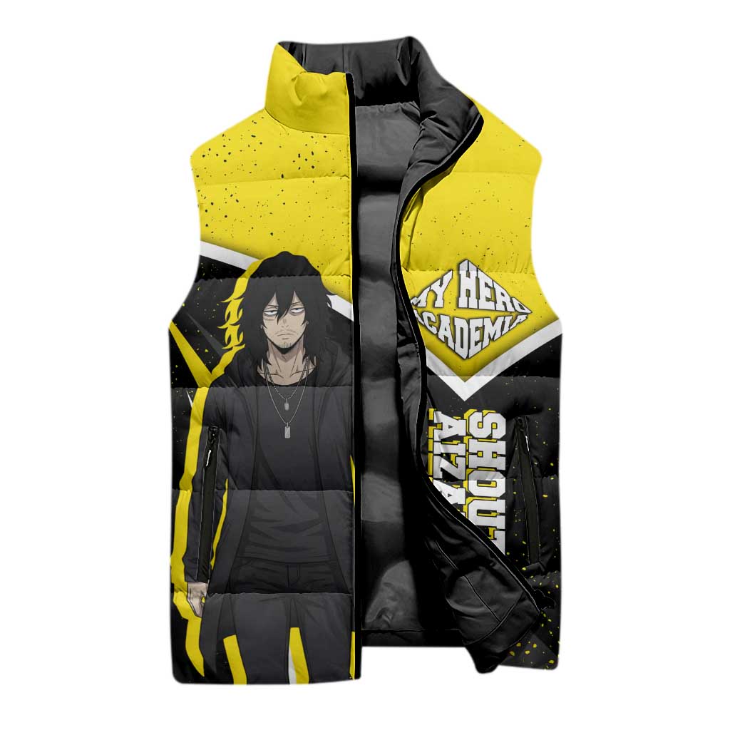 Shouta Aizawa My Hero Academia Sleeveless Puffer Jacket Anime Grunge Splatter Graphic Style