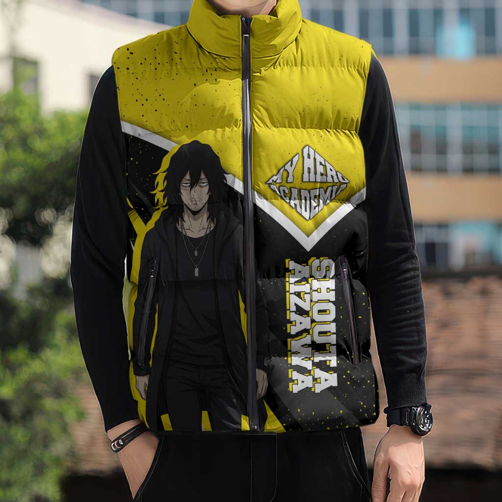 Shouta Aizawa My Hero Academia Sleeveless Puffer Jacket Anime Grunge Splatter Graphic Style