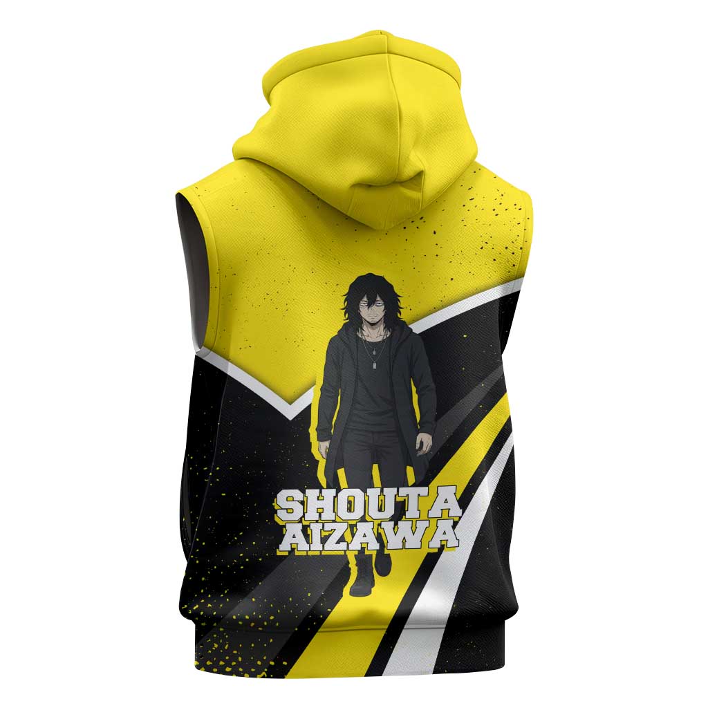 Shouta Aizawa My Hero Academia Sleeveless Zip Hoodie Anime Grunge Splatter Graphic Style