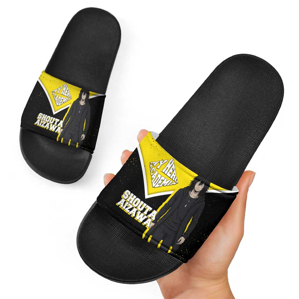 Shouta Aizawa My Hero Academia Slide Sandals Anime Grunge Splatter Graphic Style
