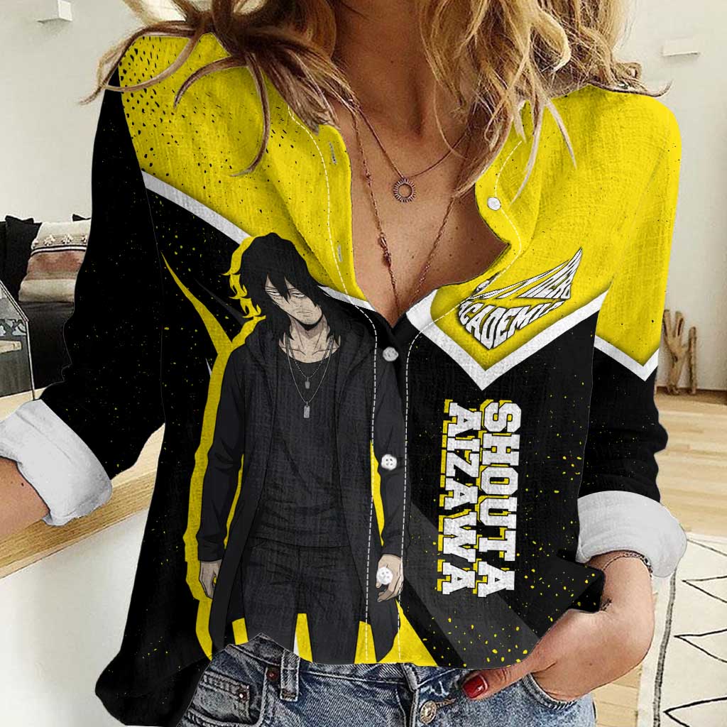 Shouta Aizawa My Hero Academia Women Casual Shirt Anime Grunge Splatter Graphic Style