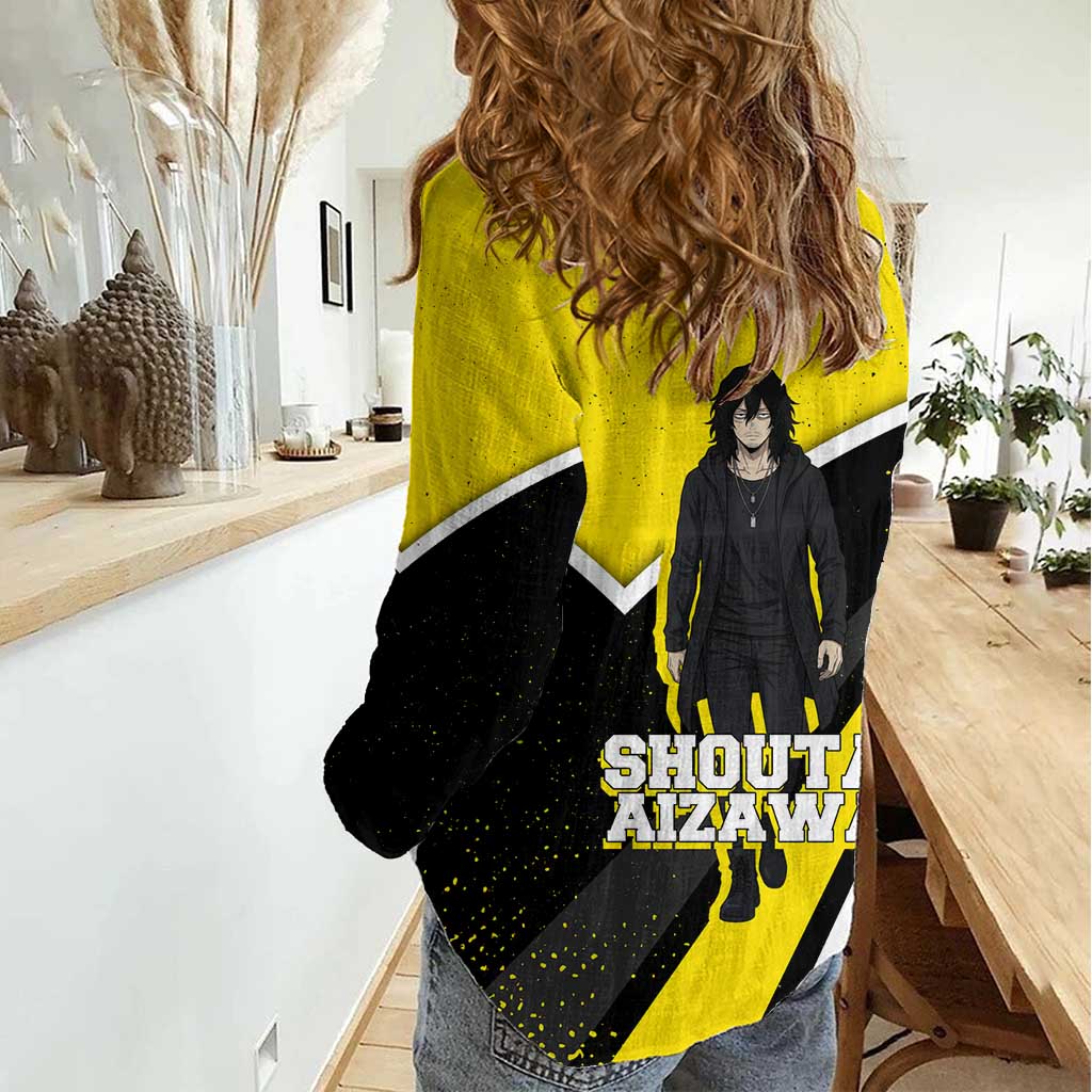 Shouta Aizawa My Hero Academia Women Casual Shirt Anime Grunge Splatter Graphic Style