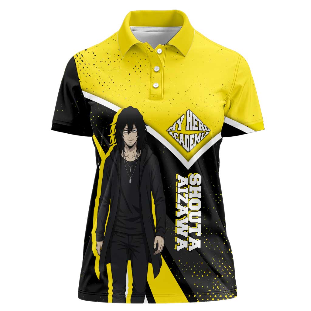 Shouta Aizawa My Hero Academia Women Polo Shirt Anime Grunge Splatter Graphic Style