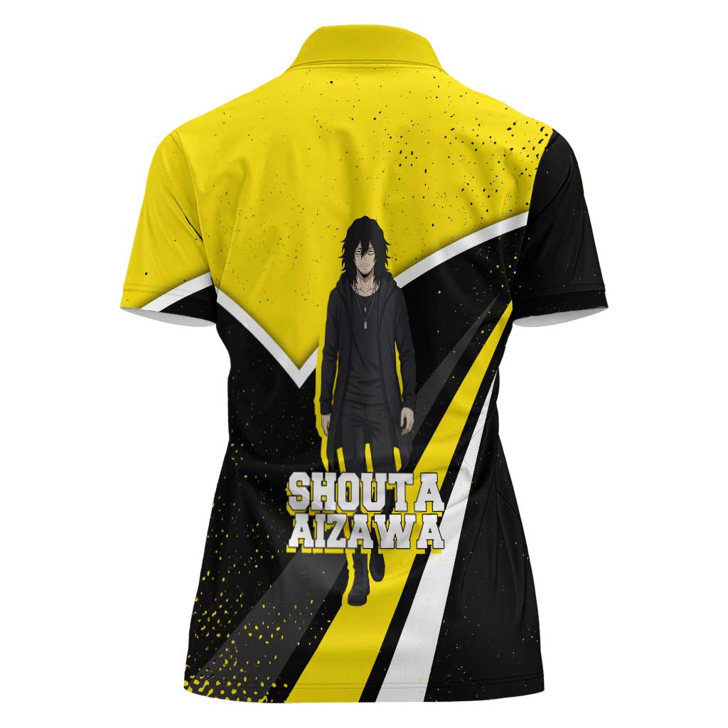 Shouta Aizawa My Hero Academia Women Polo Shirt Anime Grunge Splatter Graphic Style