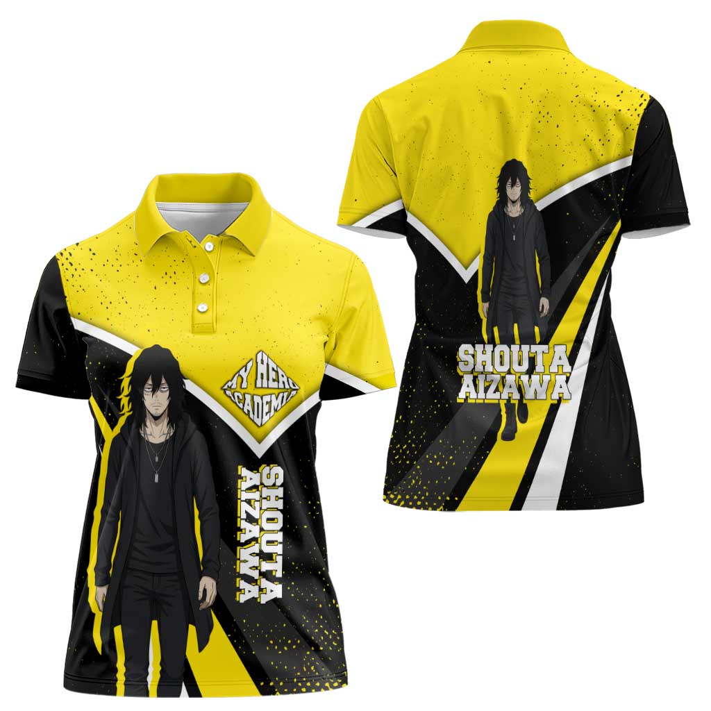 Shouta Aizawa My Hero Academia Women Polo Shirt Anime Grunge Splatter Graphic Style