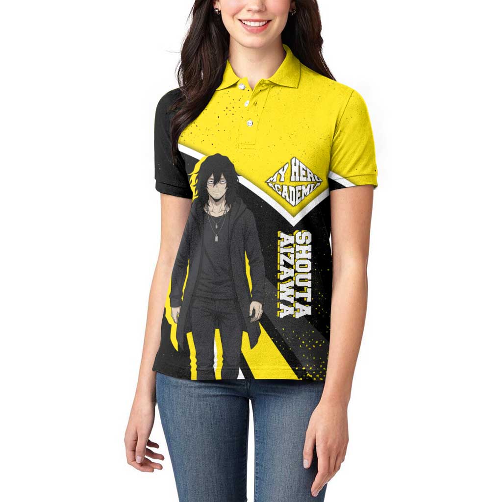 Shouta Aizawa My Hero Academia Women Polo Shirt Anime Grunge Splatter Graphic Style