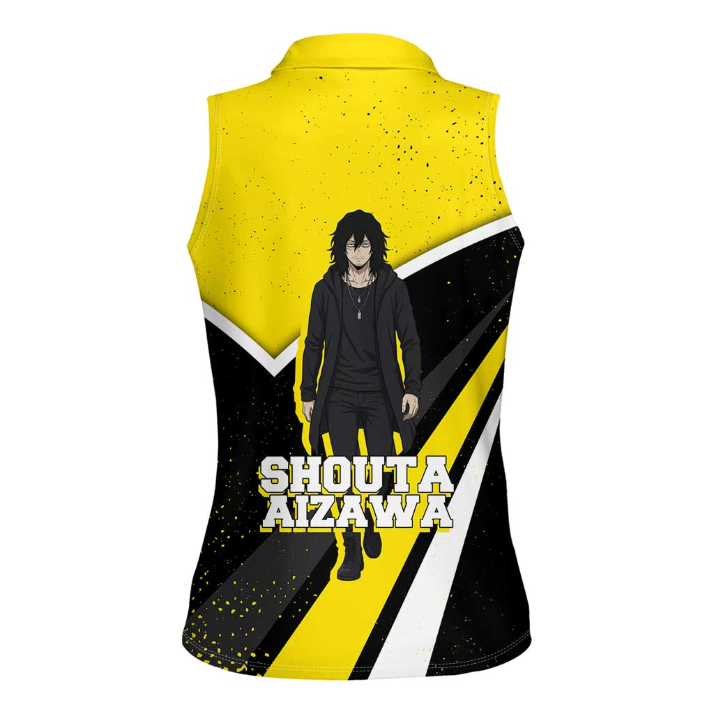 Shouta Aizawa My Hero Academia Women Sleeveless Polo Shirt Anime Grunge Splatter Graphic Style