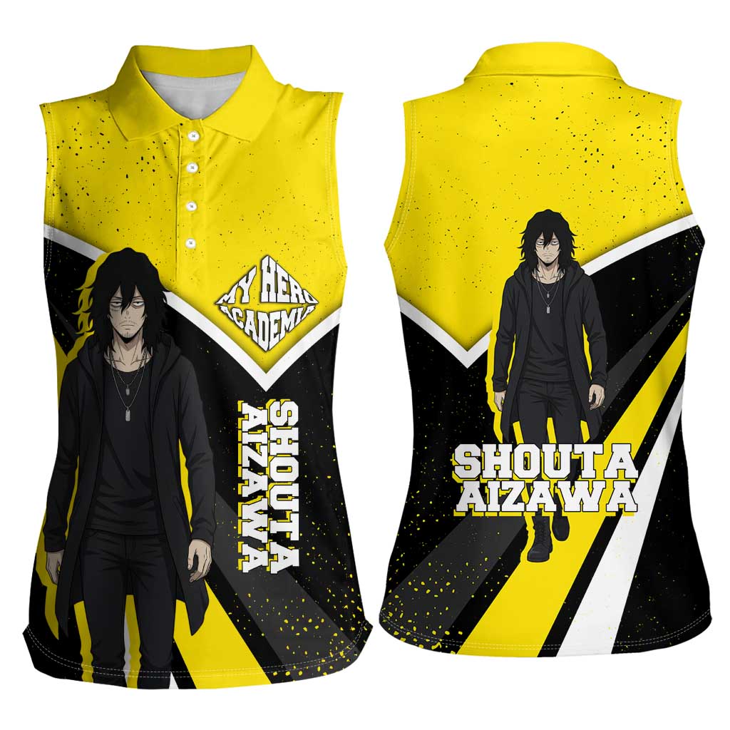 Shouta Aizawa My Hero Academia Women Sleeveless Polo Shirt Anime Grunge Splatter Graphic Style
