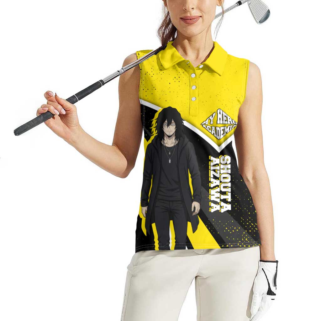 Shouta Aizawa My Hero Academia Women Sleeveless Polo Shirt Anime Grunge Splatter Graphic Style