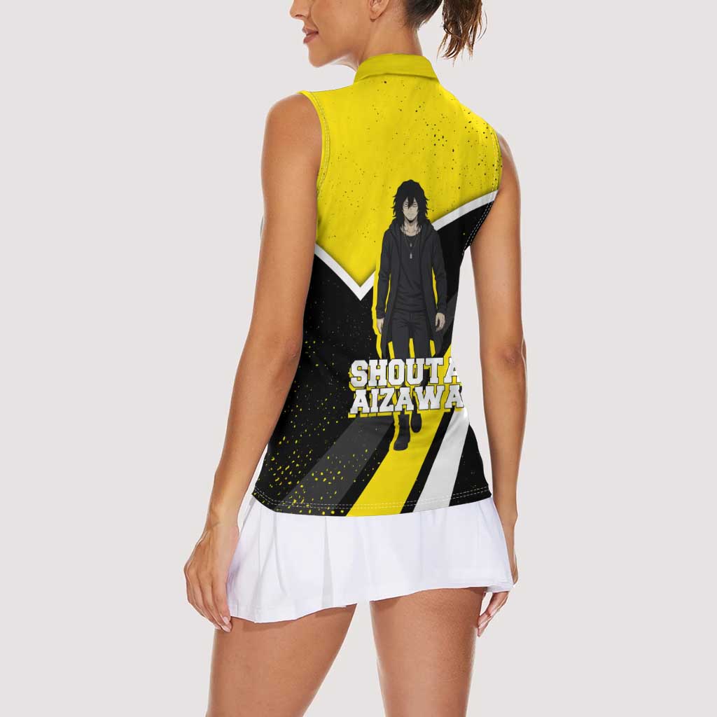 Shouta Aizawa My Hero Academia Women Sleeveless Polo Shirt Anime Grunge Splatter Graphic Style