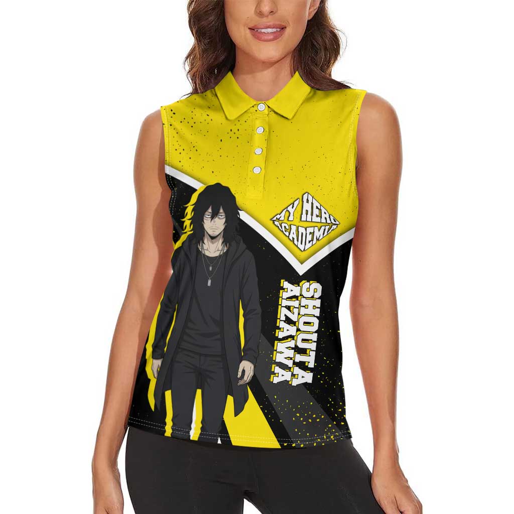 Shouta Aizawa My Hero Academia Women Sleeveless Polo Shirt Anime Grunge Splatter Graphic Style