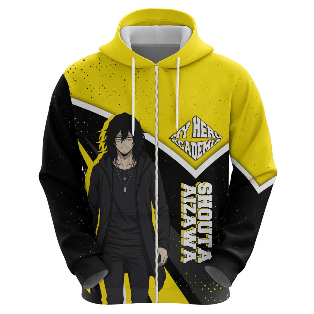 Shouta Aizawa My Hero Academia Zip Hoodie Anime Grunge Splatter Graphic Style
