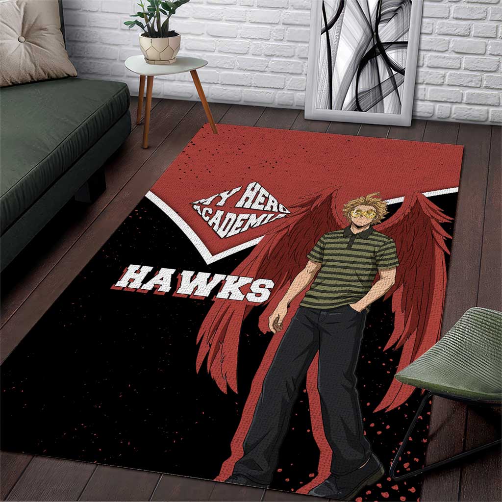 Hawks My Hero Academia Area Rug Anime Grunge Splatter Graphic Style