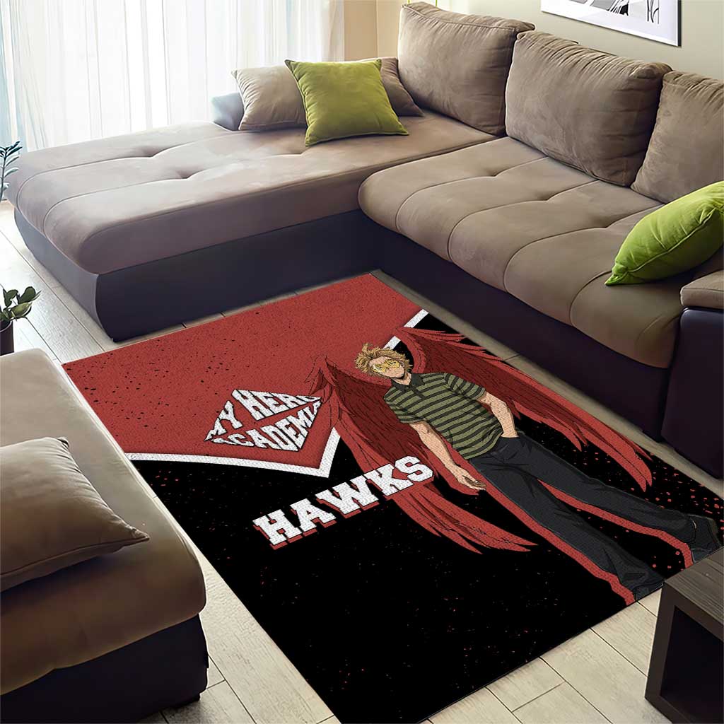 Hawks My Hero Academia Area Rug Anime Grunge Splatter Graphic Style