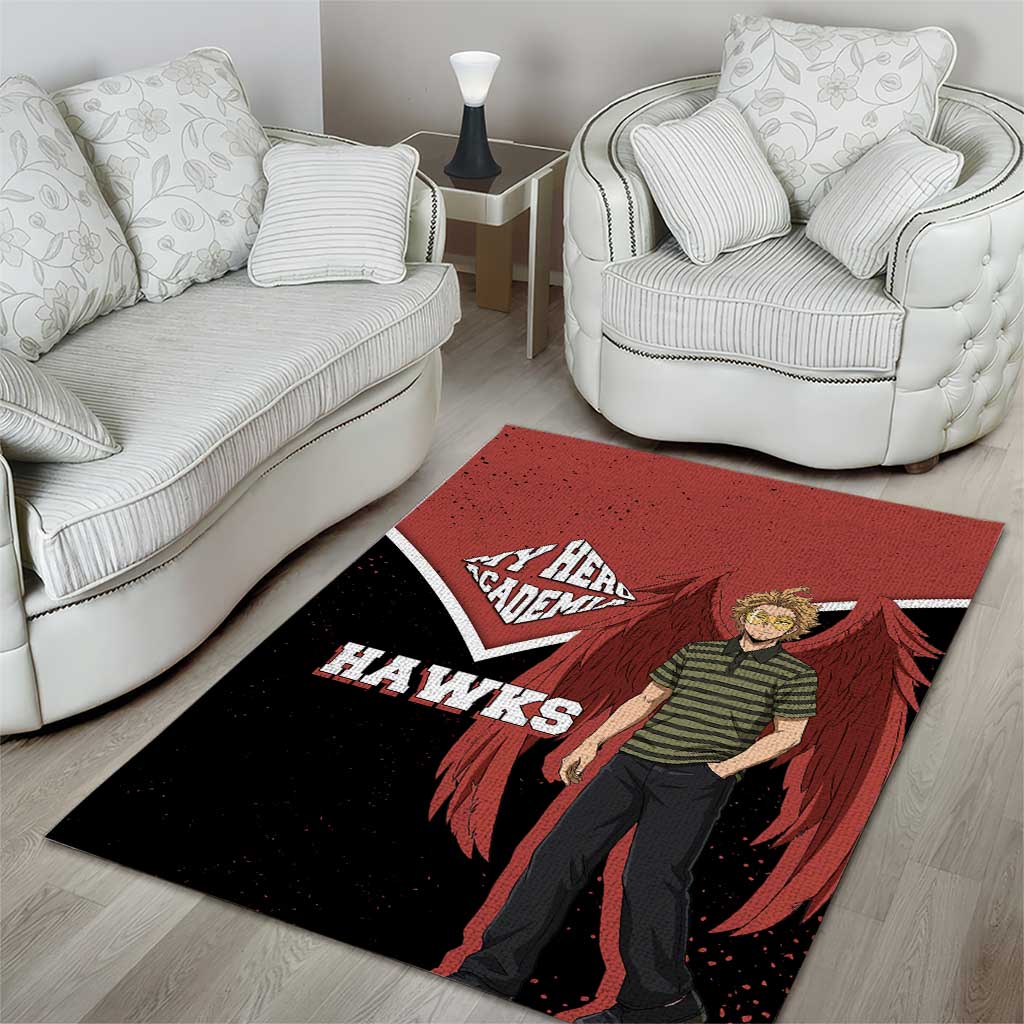Hawks My Hero Academia Area Rug Anime Grunge Splatter Graphic Style